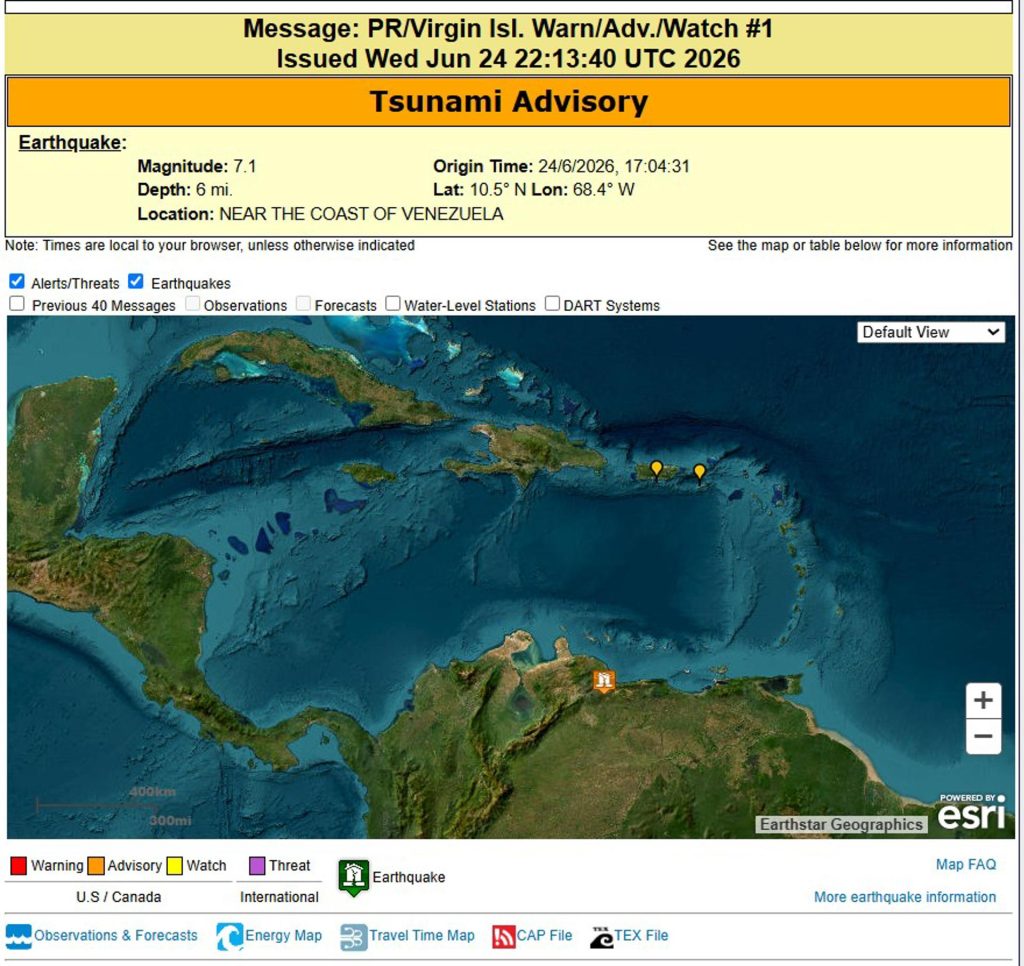 La zona del posible tsunami