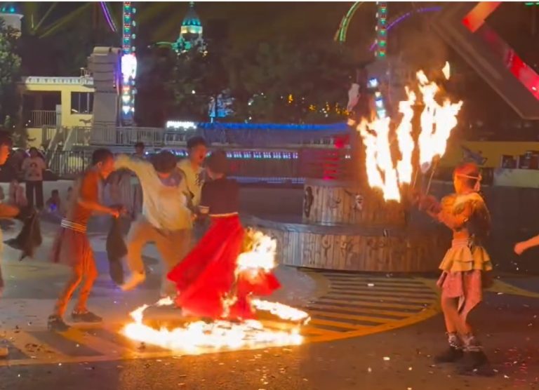 La “danza de falda de fuego” terminó en accidente en Jiangsu